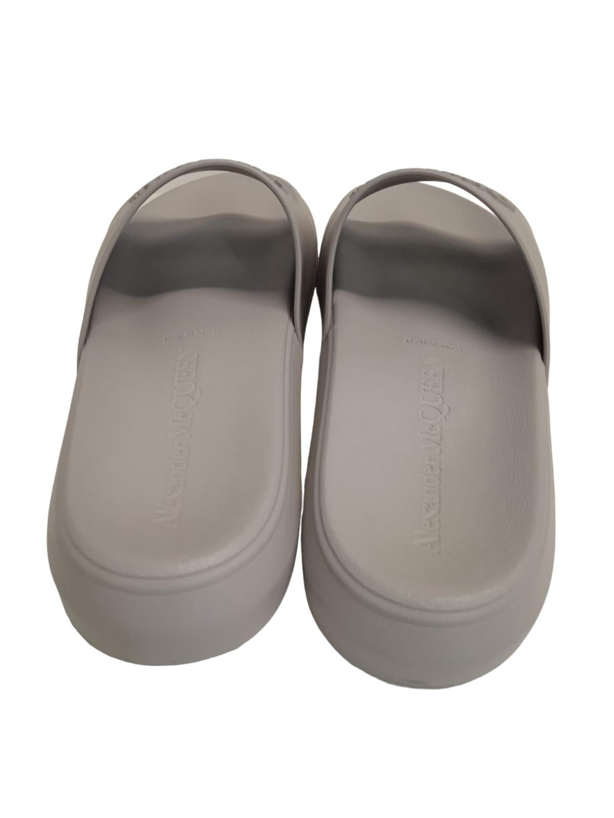 ALEXANDER MCQUEEN Logo Pool Slide Sandals Rubber Grey EU43 UK9 NEW RRP230