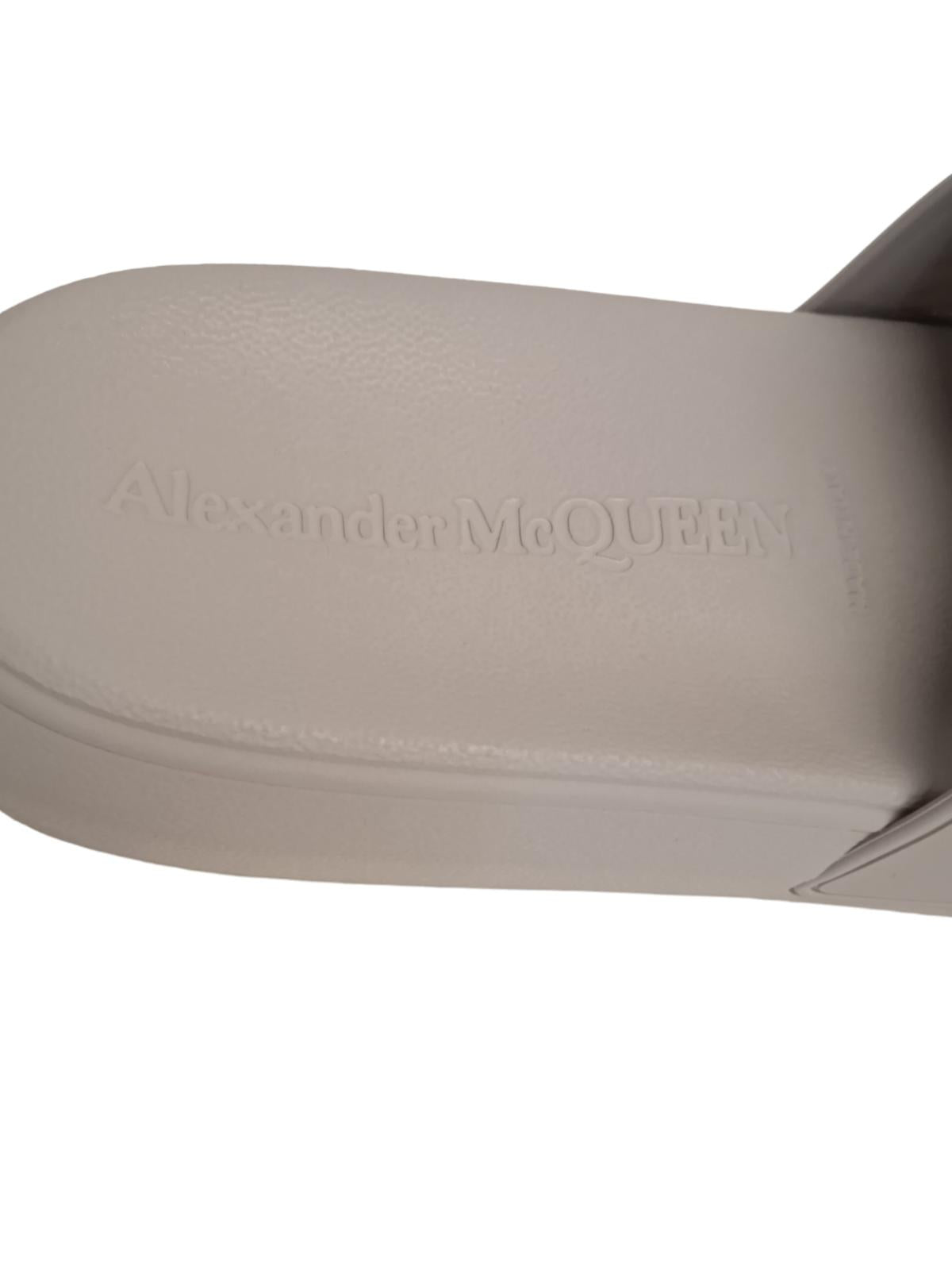 ALEXANDER MCQUEEN Logo Pool Slide Sandals Rubber Grey EU43 UK9 NEW RRP230