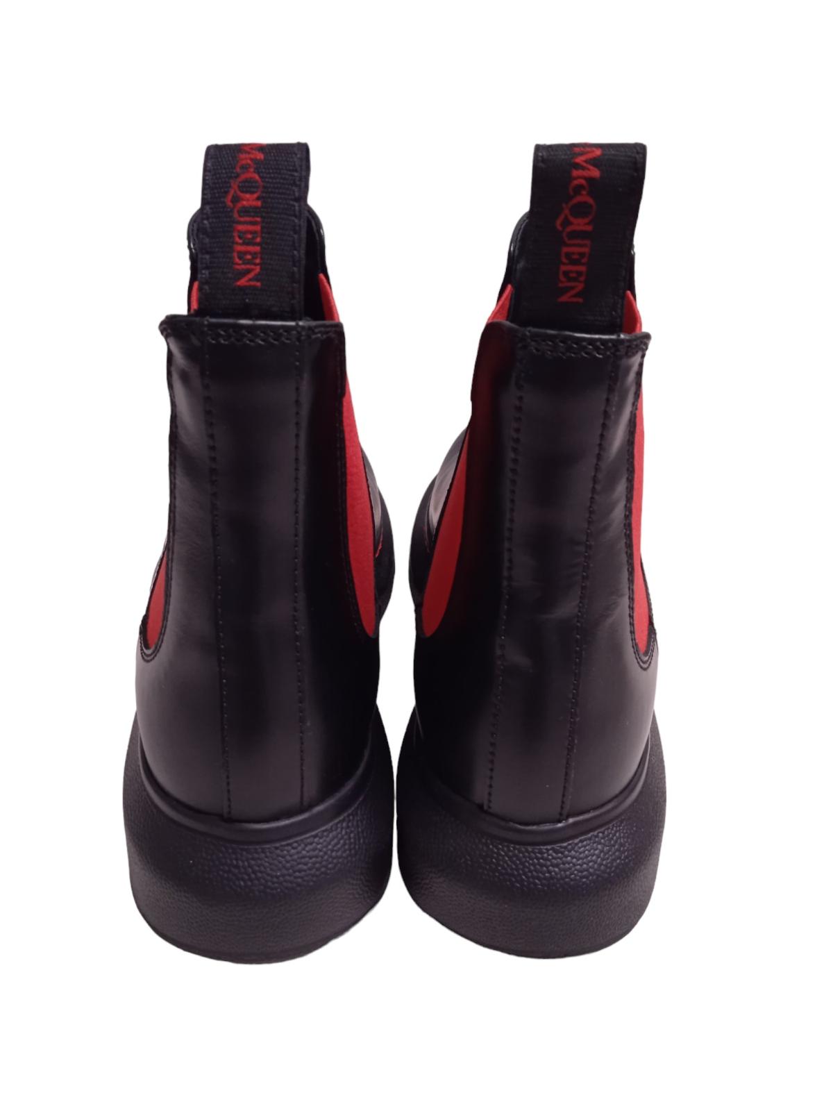 ALEXANDER MCQUEEN Hybrid Chelsea Boots Leather Black/Red EU36 UK3 NEW RRP450
