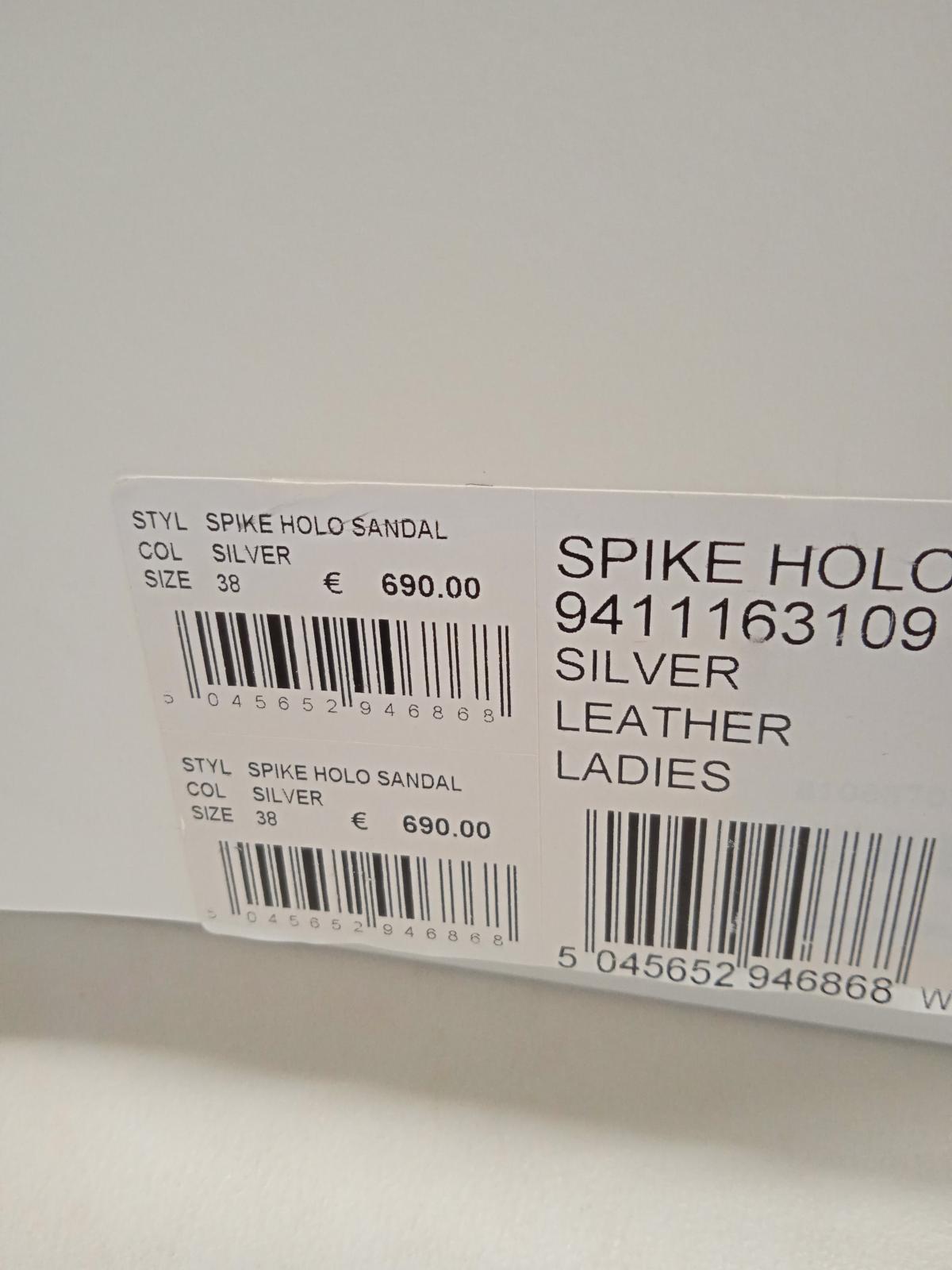ALEXANDER MCQUEEN Spike Holo Sandals Leather Heeled Silver EU38 UK5 NEW RRP690