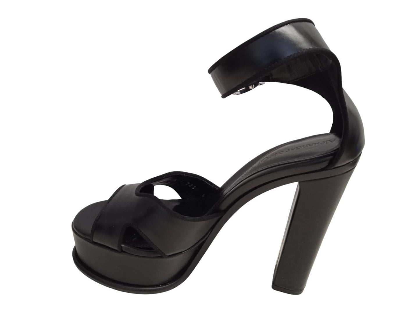 ALEXANDER MCQUEEN Butterfly Platform Sandals Leather Heeled Black UK5 NEW RRP955