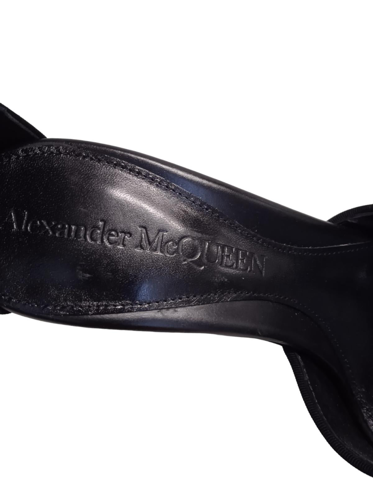 ALEXANDER MCQUEEN Butterfly Platform Sandals Leather Heeled Black UK5 NEW RRP955