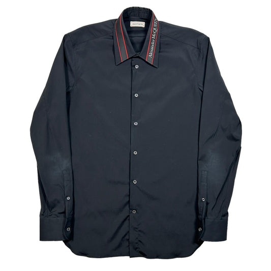 ALEXANDER MCQUEEN Mens Collar Detail LS Shirt Black Size 16.5 NEW RRP 440