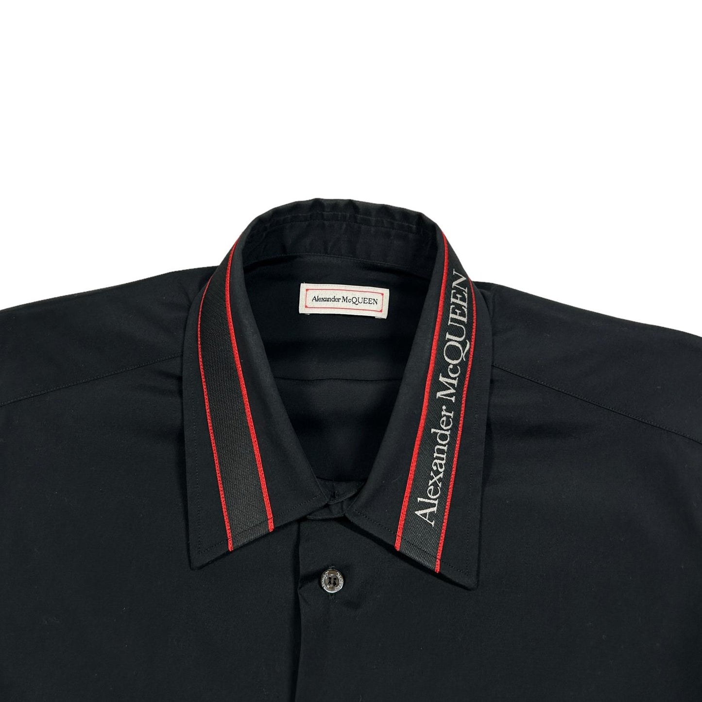 ALEXANDER MCQUEEN Mens Collar Detail LS Shirt Black Size 16.5 NEW RRP 440