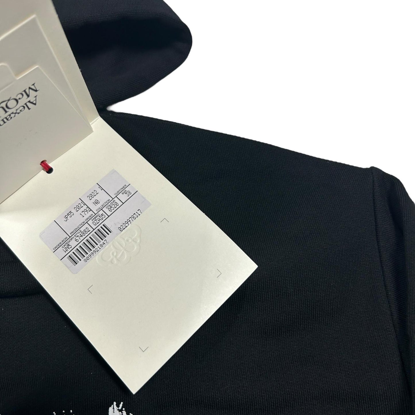 ALEXANDER MCQUEEN Ladies Top Sweatshirt Logo Hoodie Black Size 38 NEW RRP 540
