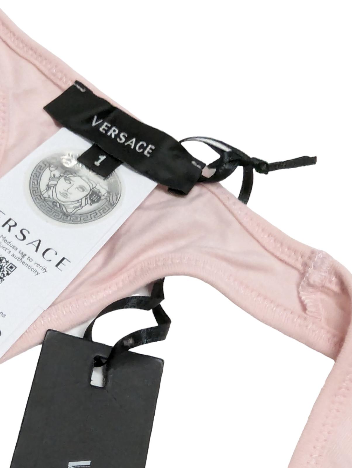 VERSACE La Greca Bralette Pink Organic Cotton Top Ladies Size XS NEW RRP 75