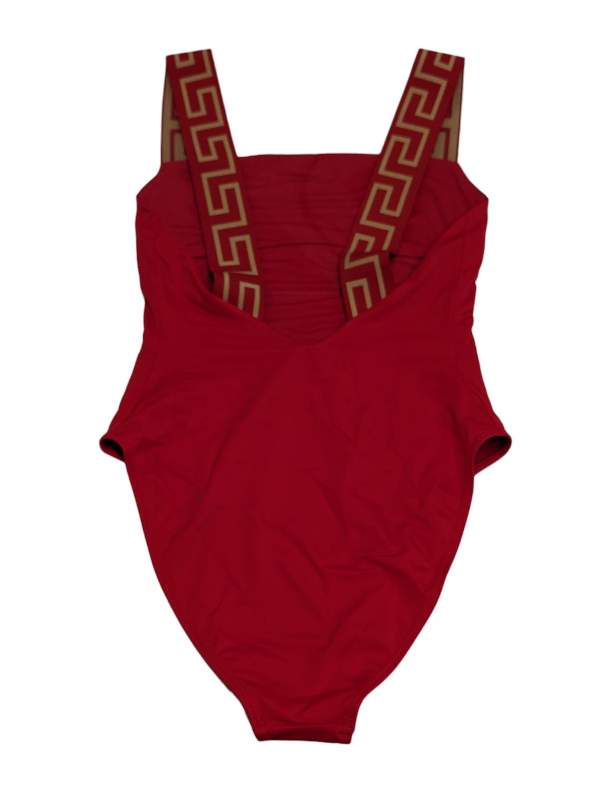 VERSACE Swimsuit Red Baroque Print Greca Strap Swimwear Size M NEW RRP 285