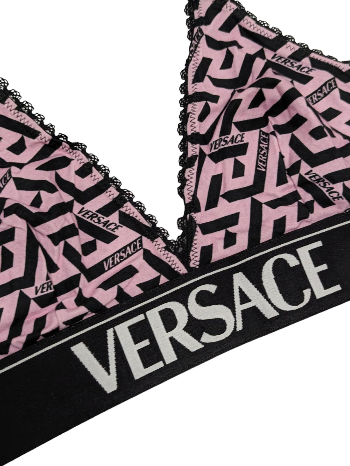 VERSACE Stampa Triangle Monogram Triangle Bralette Multicoloured L NEW RRP 120