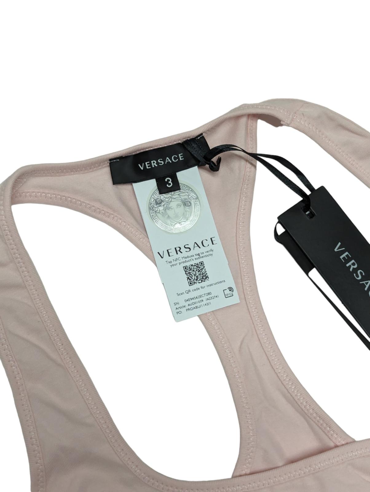 VERSACE Ladies Bralette Top Jersey Softcup Scoop Neck Greca Pink M NEW RRP 75