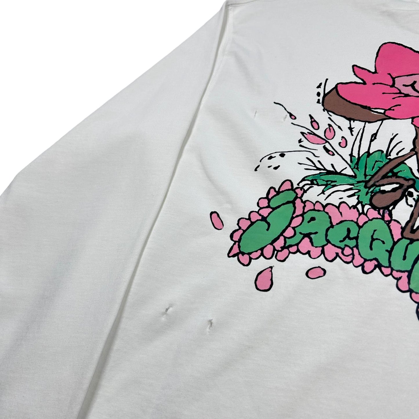 JACQUEMUS Long Sleeve Cotton Tshirt Desenho Print Marguerite White M NEW RRP 235
