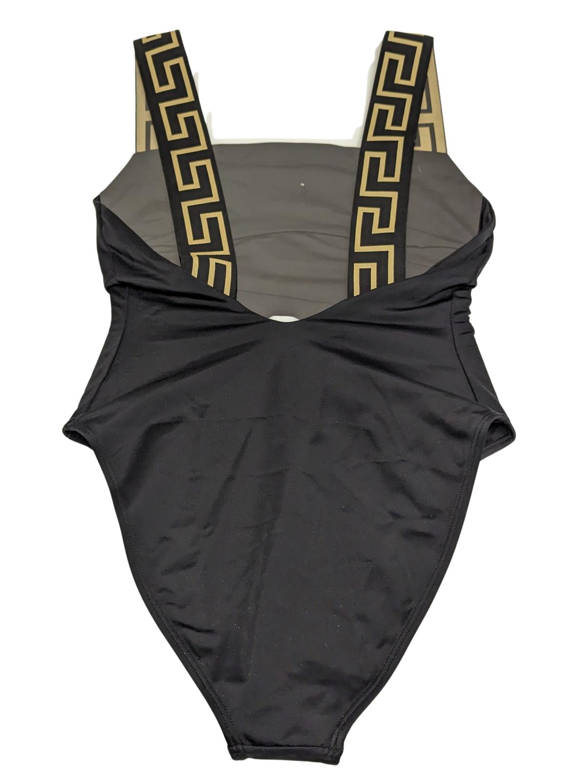 VERSACE Swimsuit Black Baroque Print Strap Black Swim Costume Size S NEW RRP 285