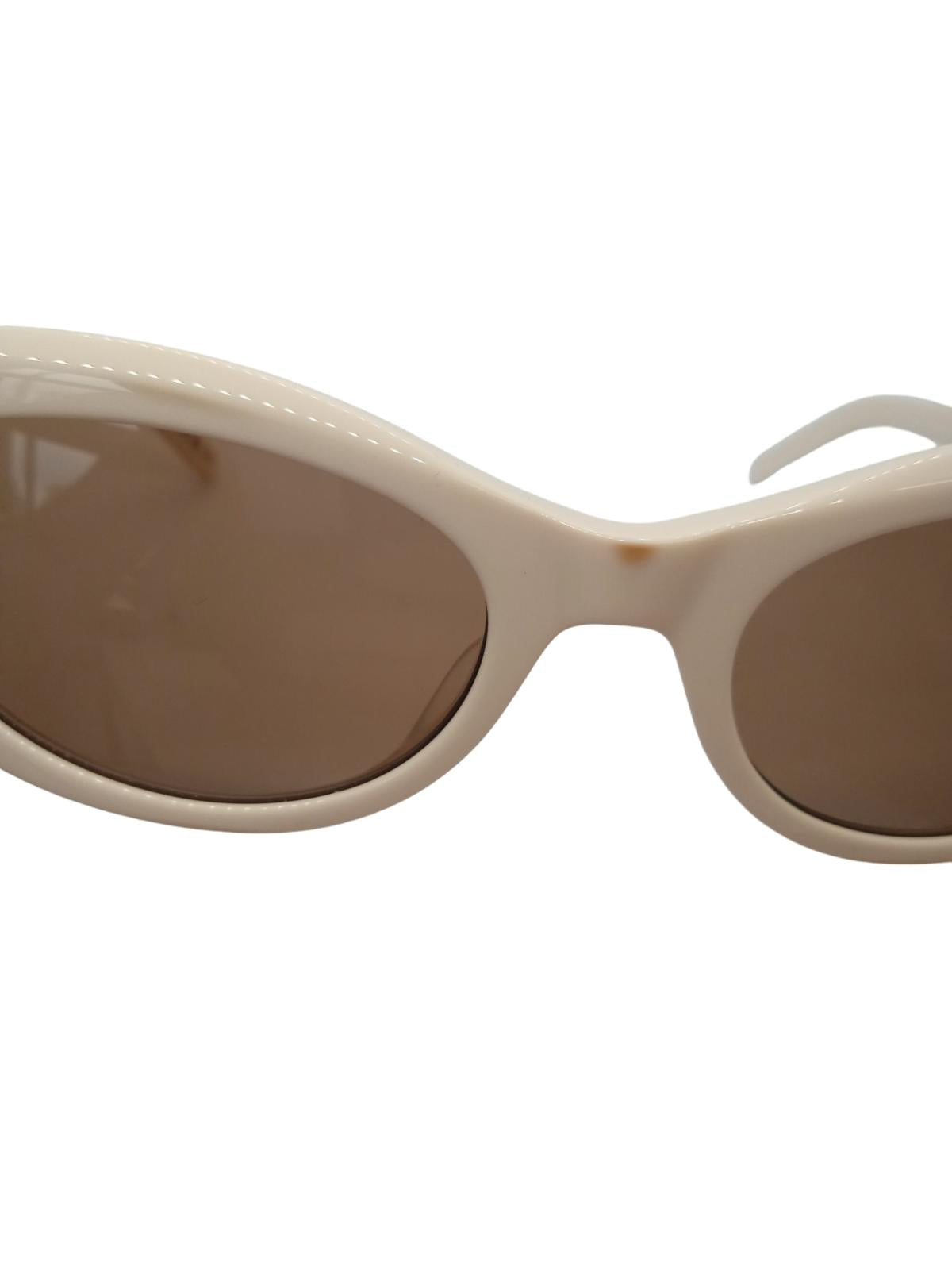 SAINT LAURENT M115 004 Sunglasses Cat Eye Brown Lens Ivory 54-20-140 NEW RRP295