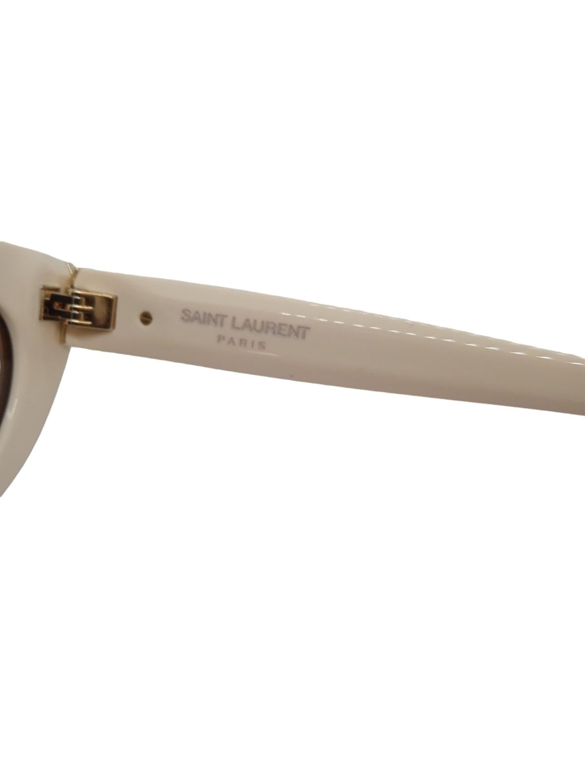 SAINT LAURENT M115 004 Sunglasses Cat Eye Brown Lens Ivory 54-20-140 NEW RRP295