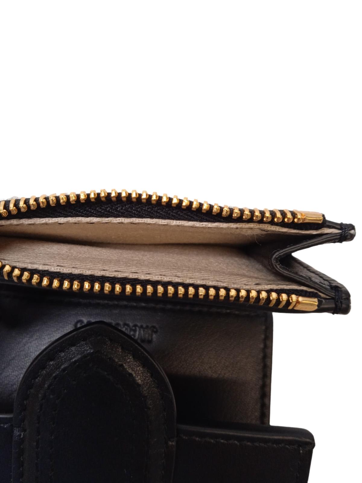 JACQUEMUS Le Compact Bambino Wallet Leather Trifold Flap Black OS NEW RRP275