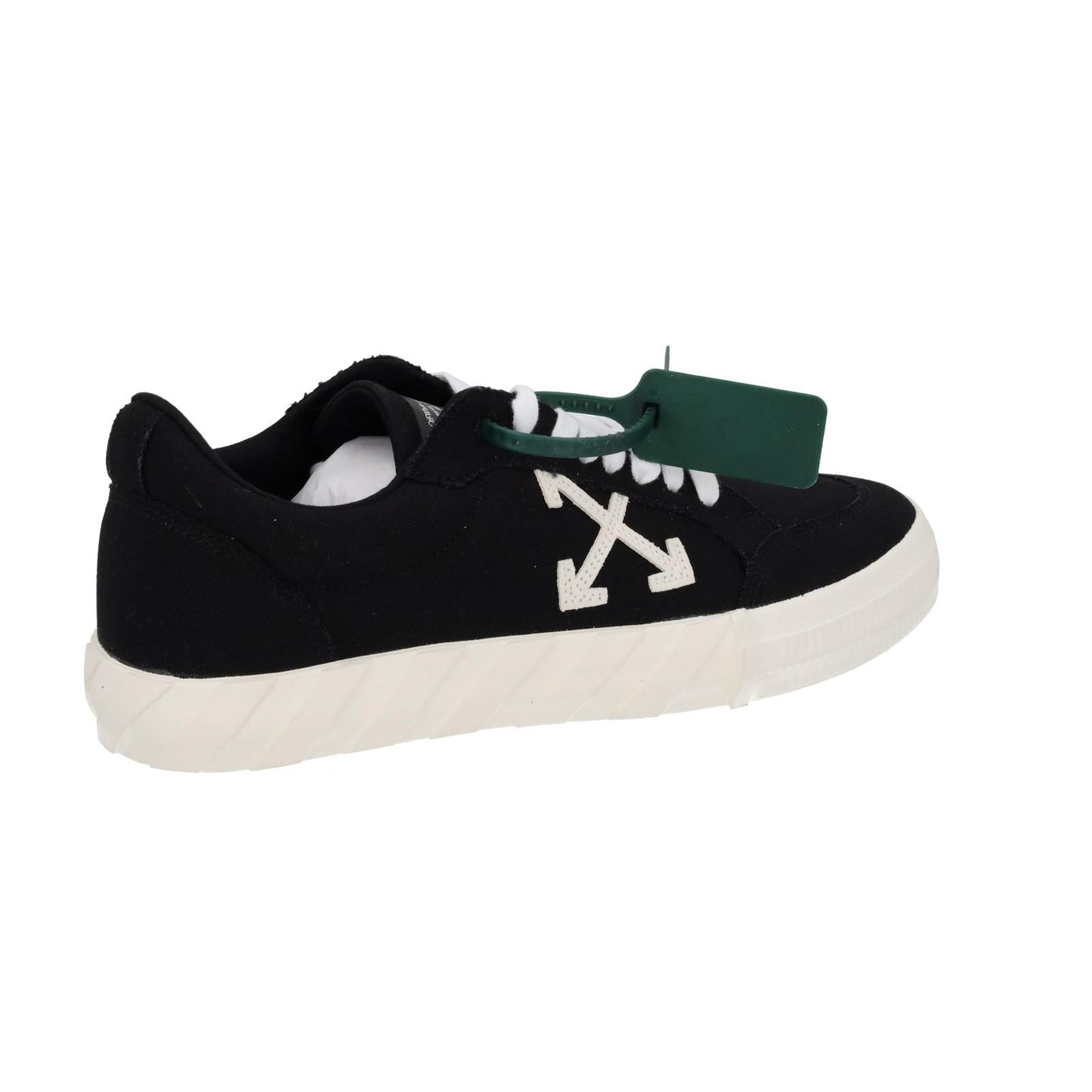OFF WHITE Trainers Low Vulcanized Canvas Lace Up Black White UK9 NEW RRP305