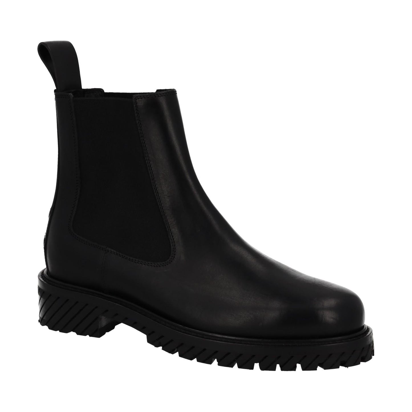 OFF-WHITE Combat Chelsea Boots Pull On Black Leather EU42 UK8 NEW RRP985