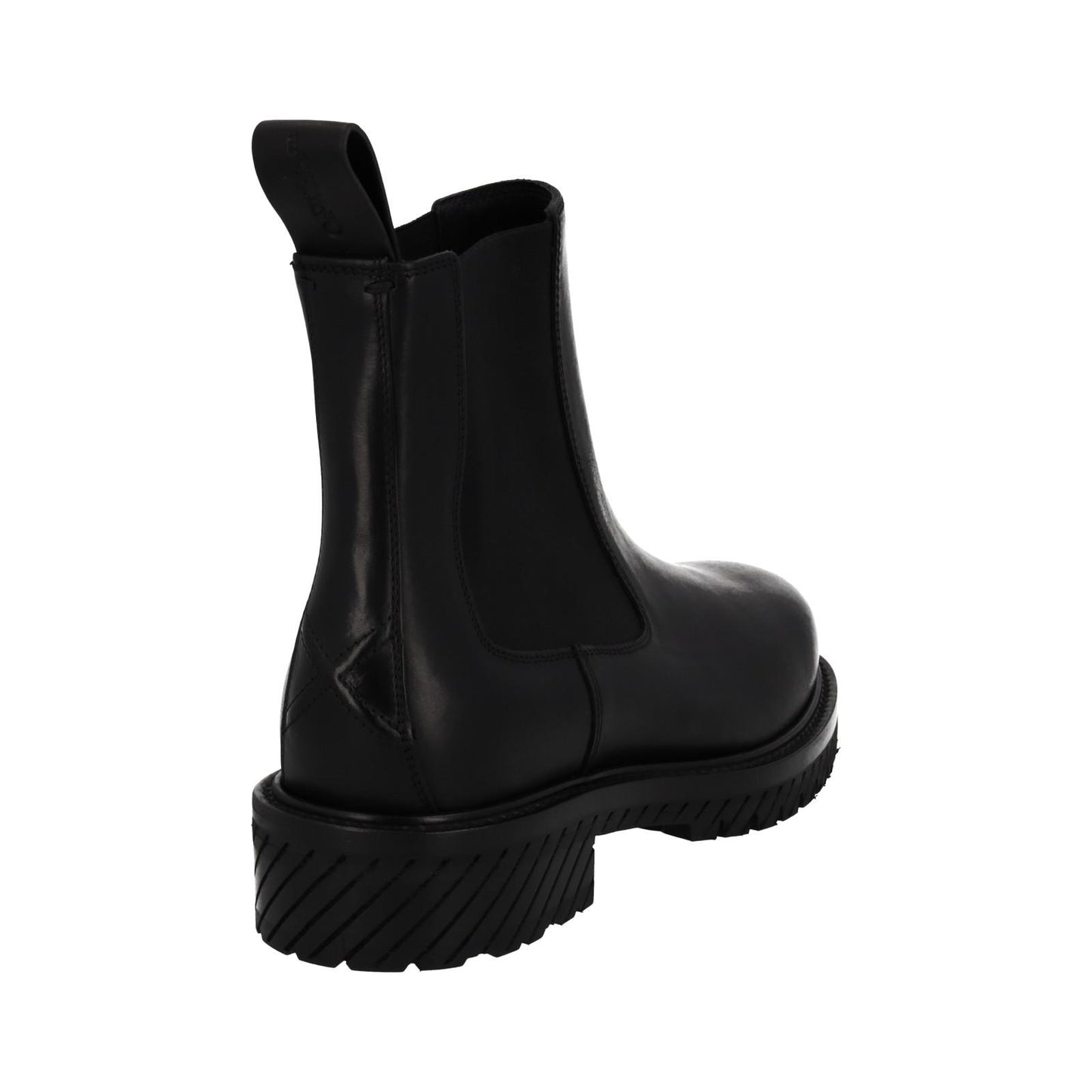 OFF-WHITE Combat Chelsea Boots Pull On Black Leather EU42 UK8 NEW RRP985
