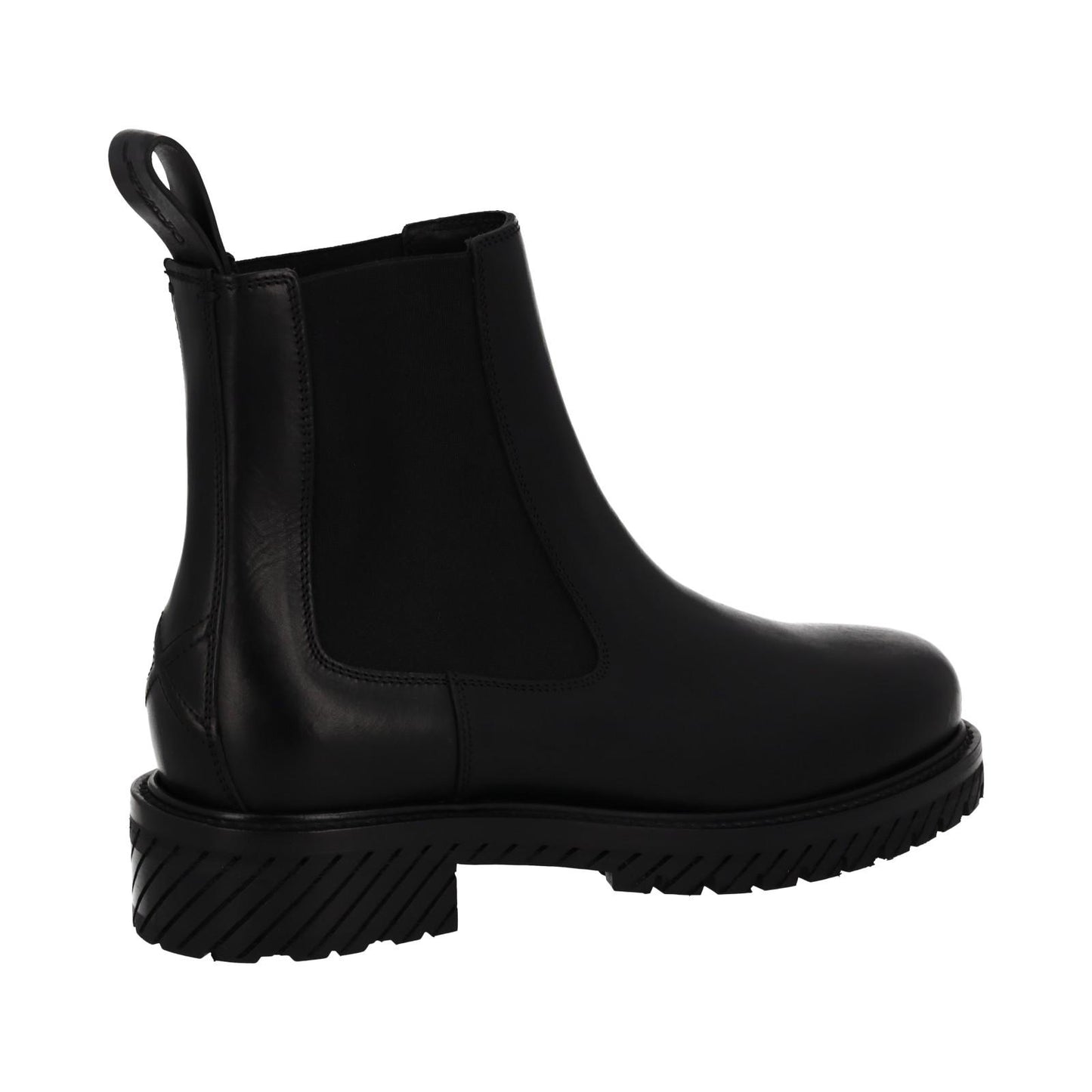 OFF-WHITE Combat Chelsea Boots Pull On Black Leather EU42 UK8 NEW RRP985