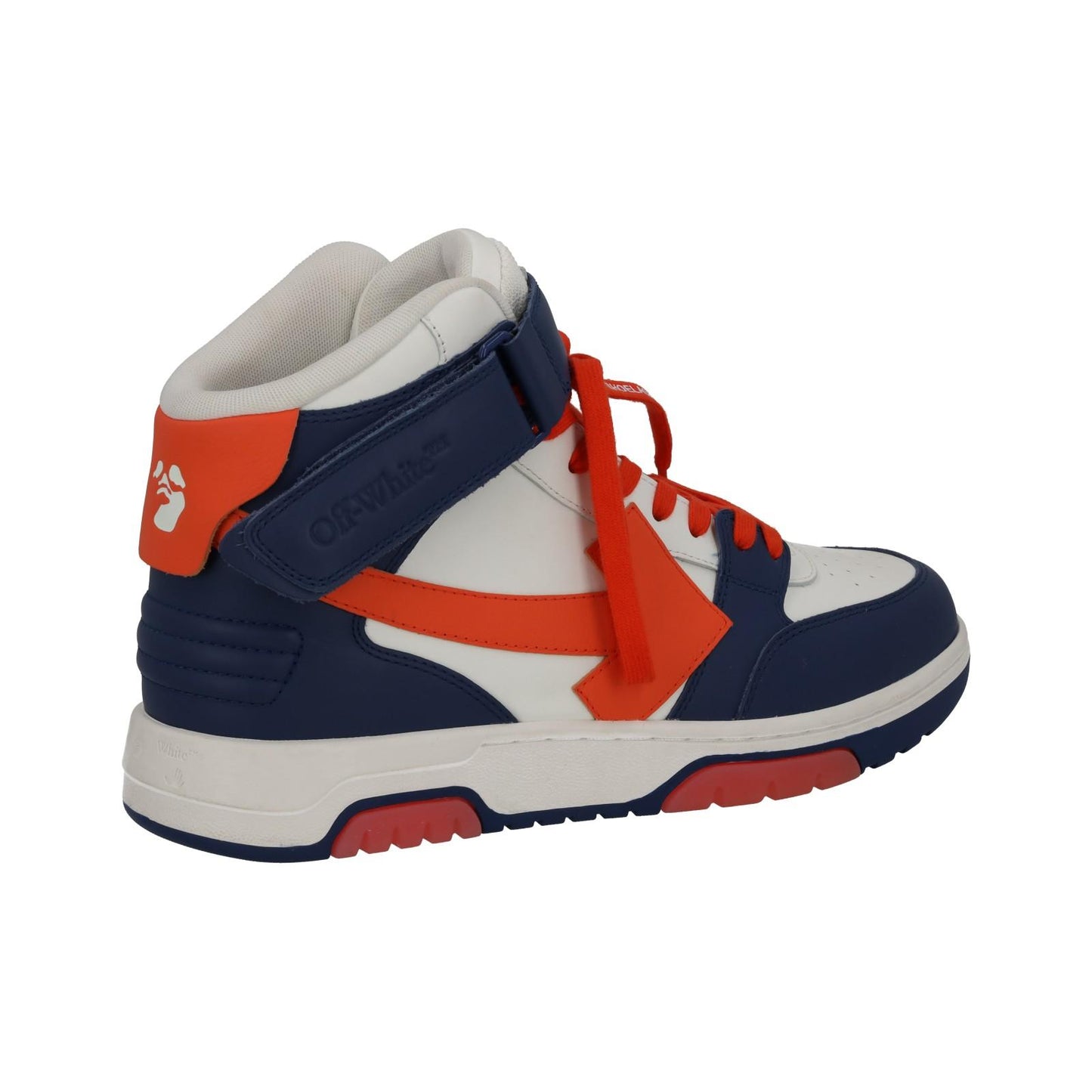 OFF-WHITE Out Of Office Trainers Mid Top Navy Orange Leather UK9 NEW RRP595