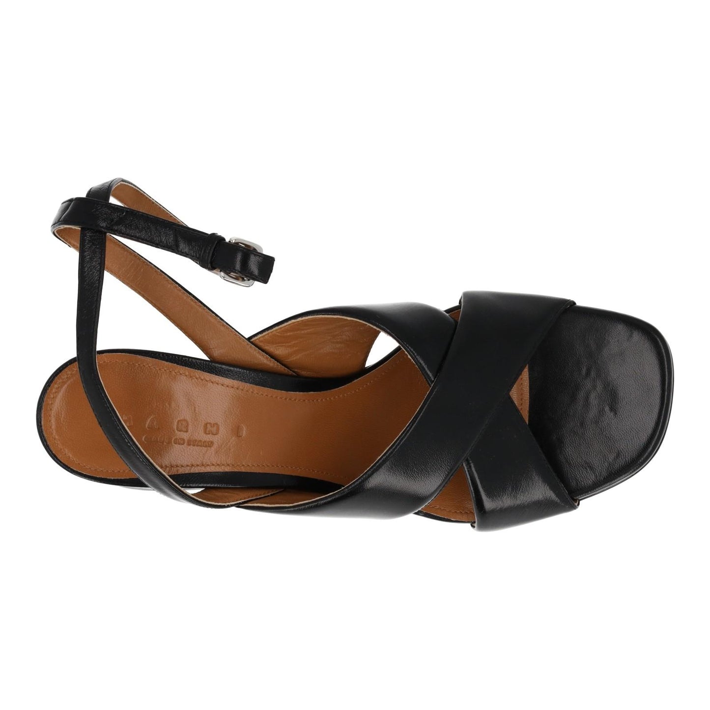 MARNI Plateau Sandals Black Leather Platform Heel Shoes EU41 UK8 NEW RRP380