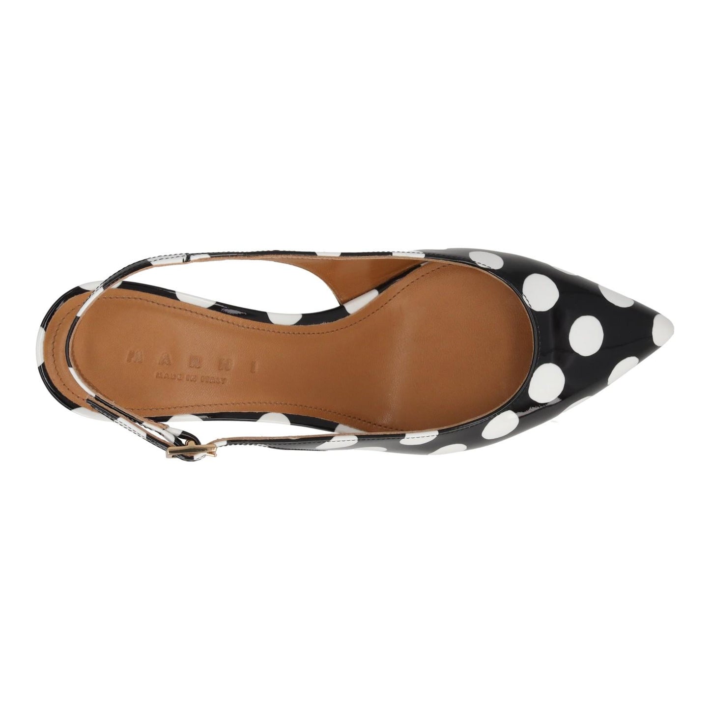 MARNI Slingback Shoe Polkadot Kitten Heel Black White Leather UK3 NEW RRP750