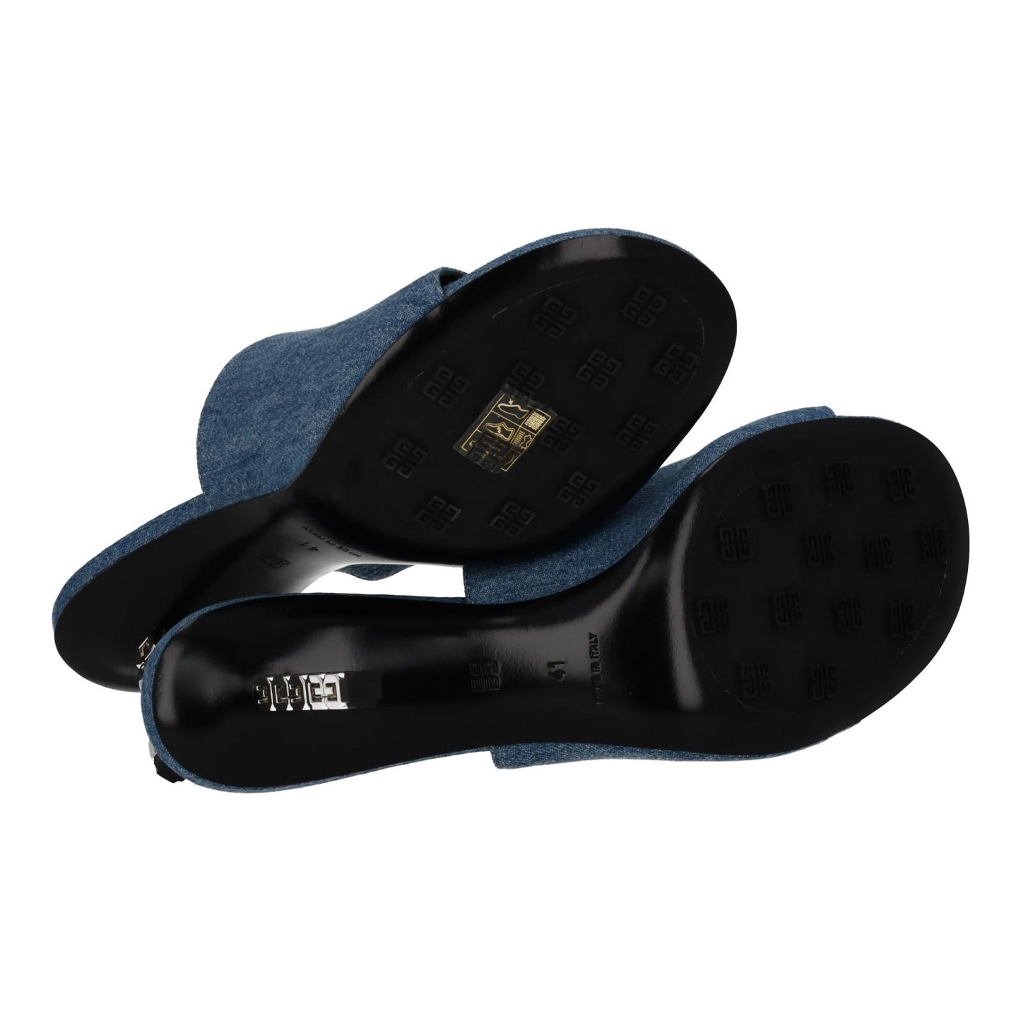 GIVENCHY G Cube Mule Shoes 70 Heel Open Toe Blue Denim EU40 UK7 NEW RRP710