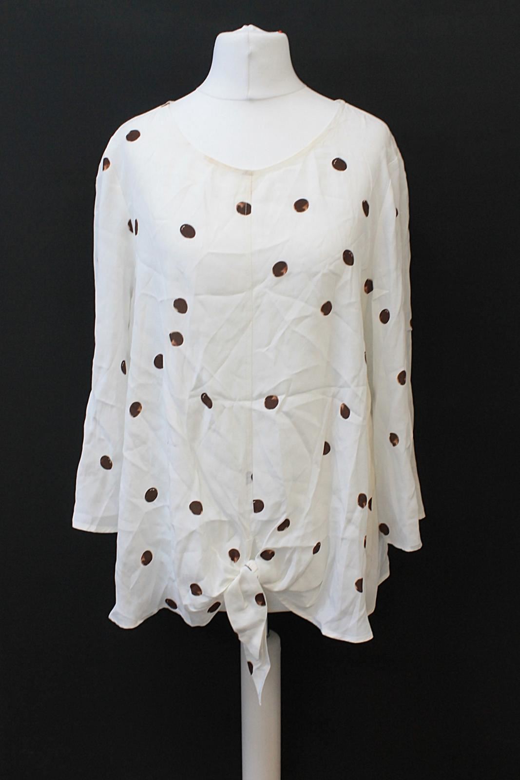 PHASE EIGHT Ladies Daniella Ivory Camel 3/4 Sleeve Spot Blouse Top UK12 NEW