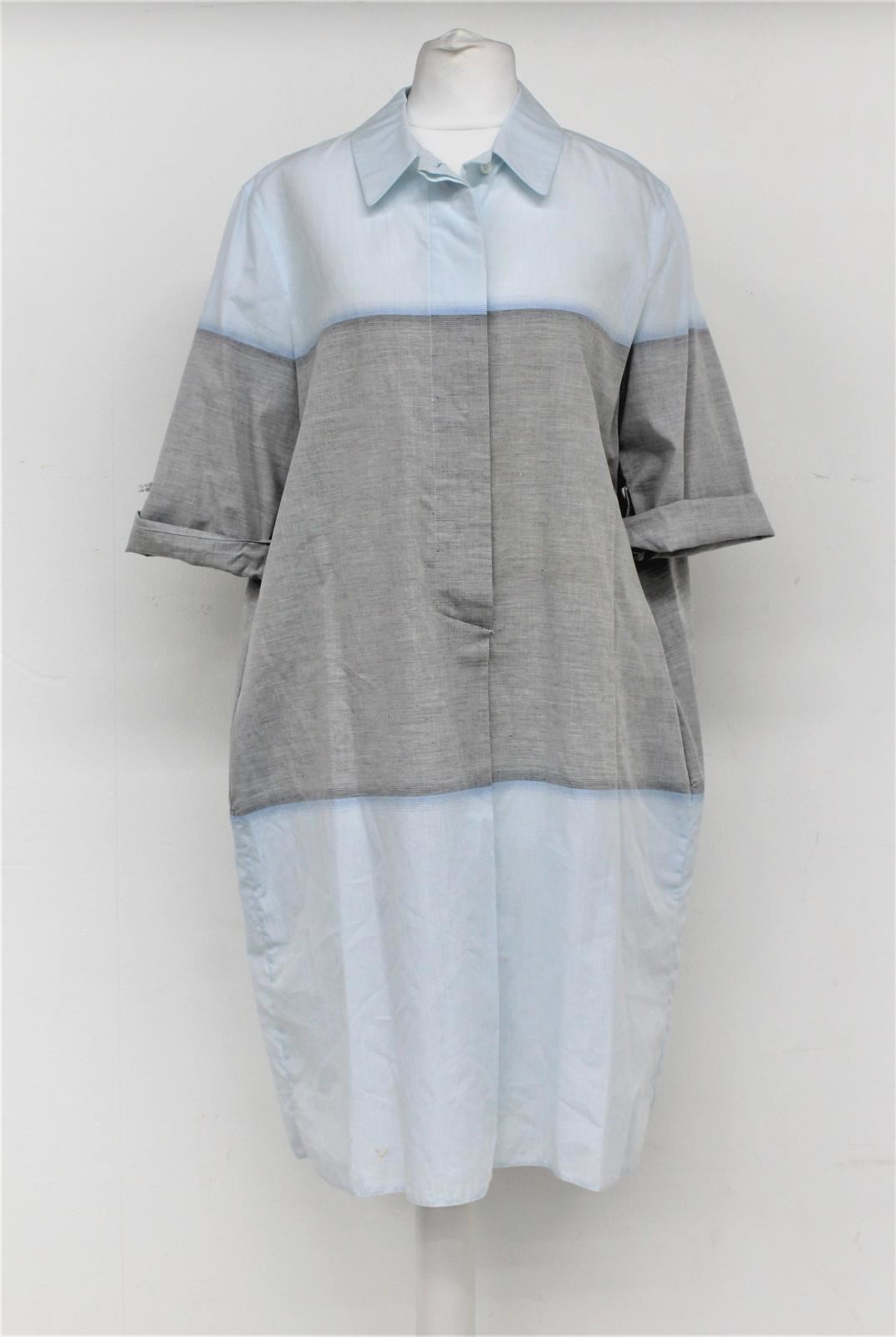 HOBBS Ladies Blue/Grey Pure Cotton Knee Length Adie Shirt Dress UK10 NEW RRP119