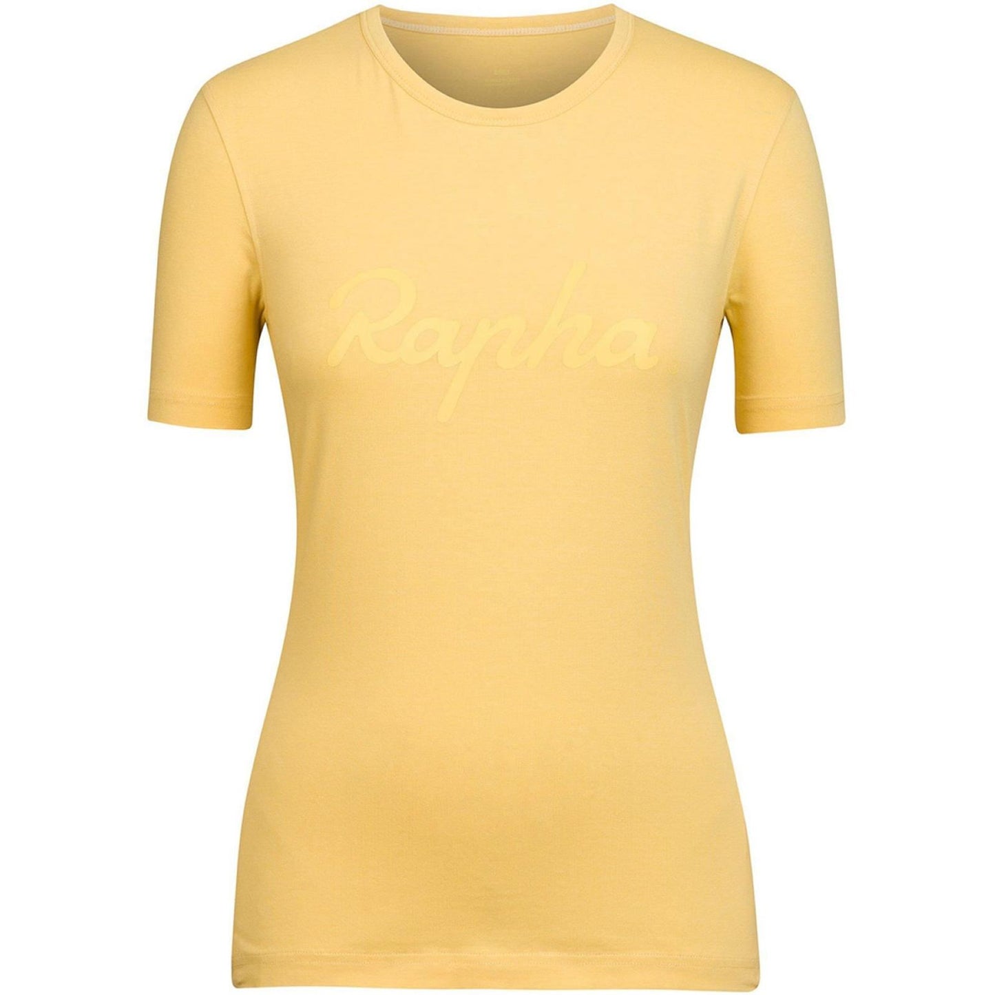 RAPHA Ladies Chartreuse Yellow Cotton Logo Cycling T-Shirt Size XXS BNWT