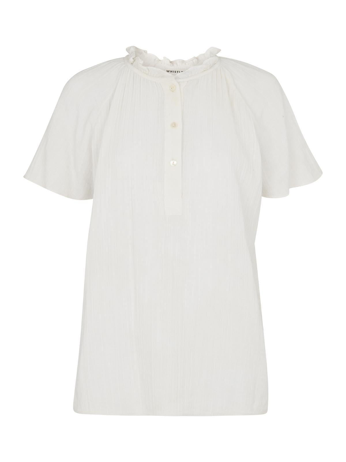 WHISTLES Ladies Ivory Multi Tilly Textured Top Ruffle Collar UK4 RRP89 BNWT
