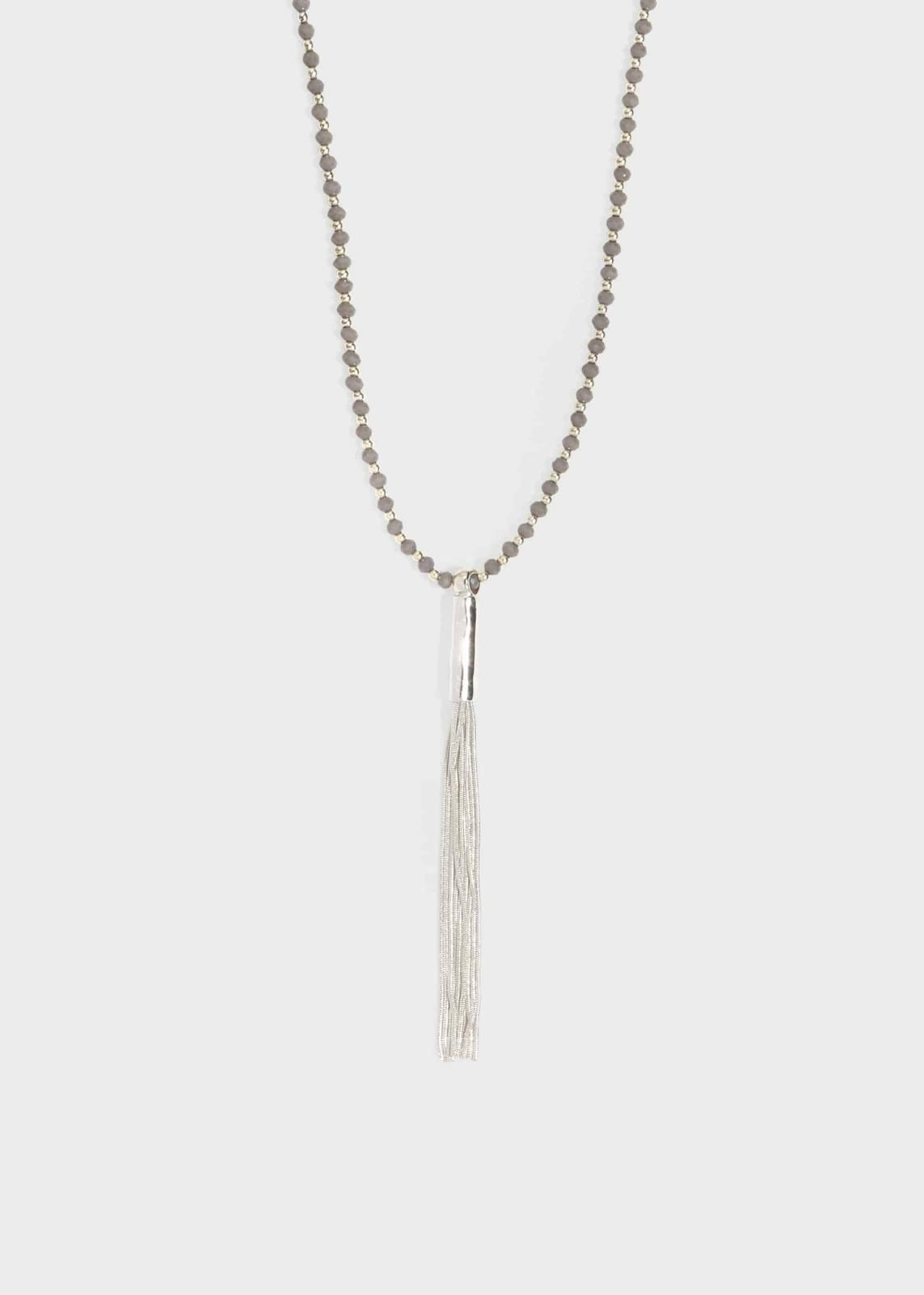 Phase Eight Tilly Tassel Long Necklace Grey/Silver RRP29