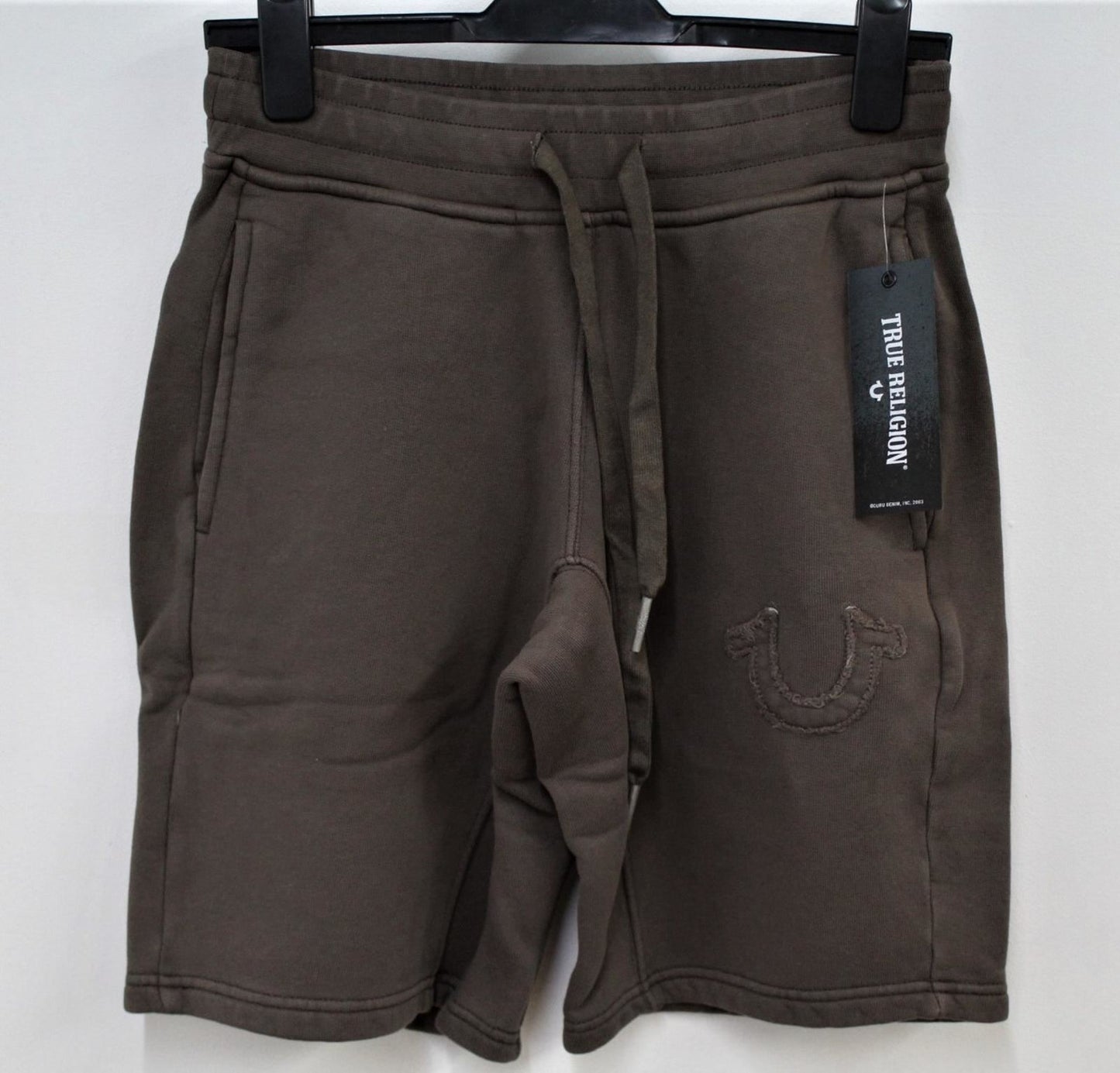 TRUE RELIGION Men's Brown Cotton Drawstring Horseshoe Shorts XS RRP109 BNWT