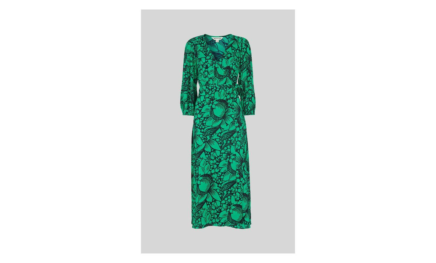 WHISTLES Sunflower Print Wrap Dress Long Sleeved Green/Multi UK4 RRP179 BNWT