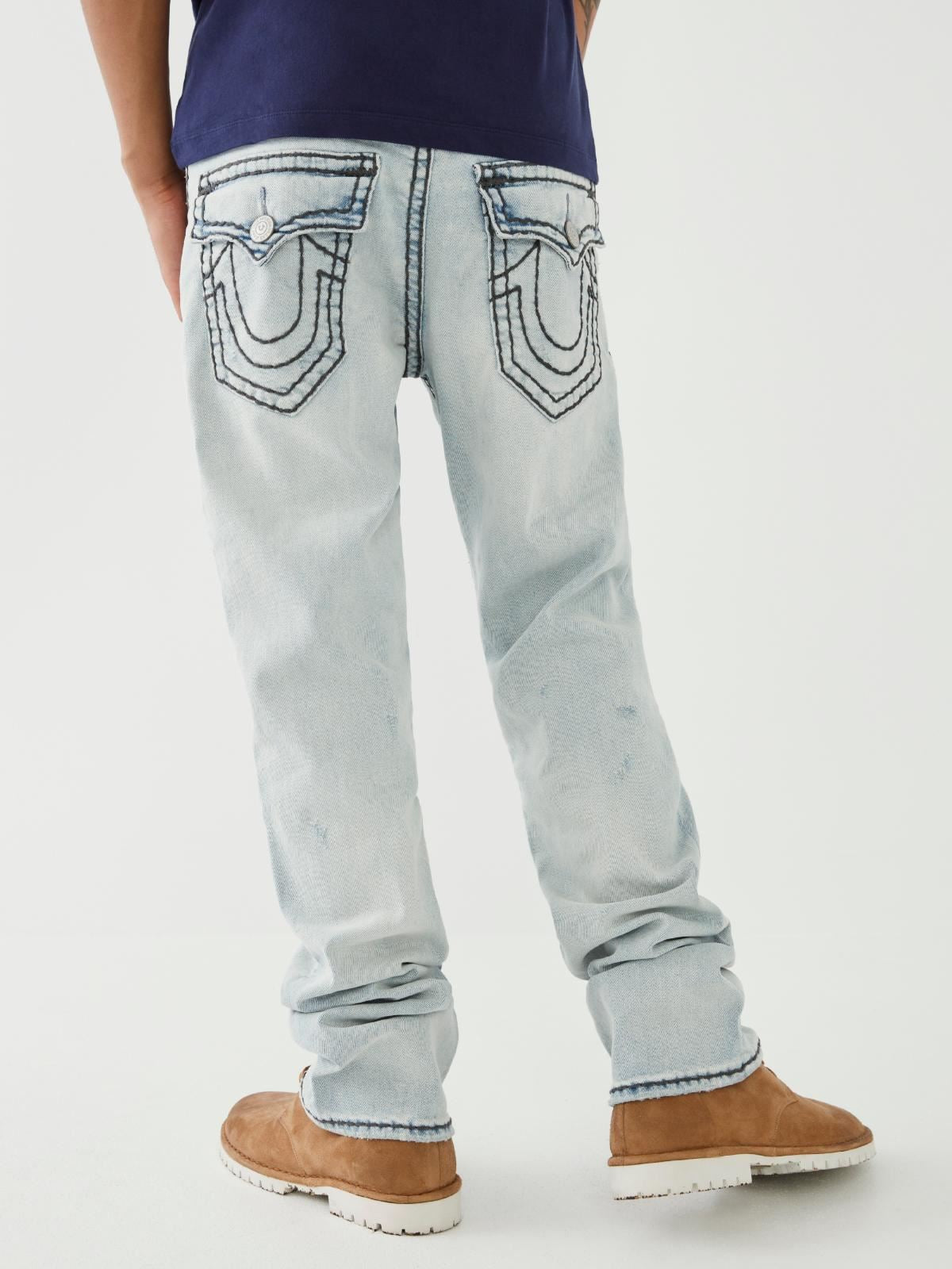 TRUE RELIGION Mens Light Anchor Blue Ricky Super T Straight Jeans W34 NEW RRP229