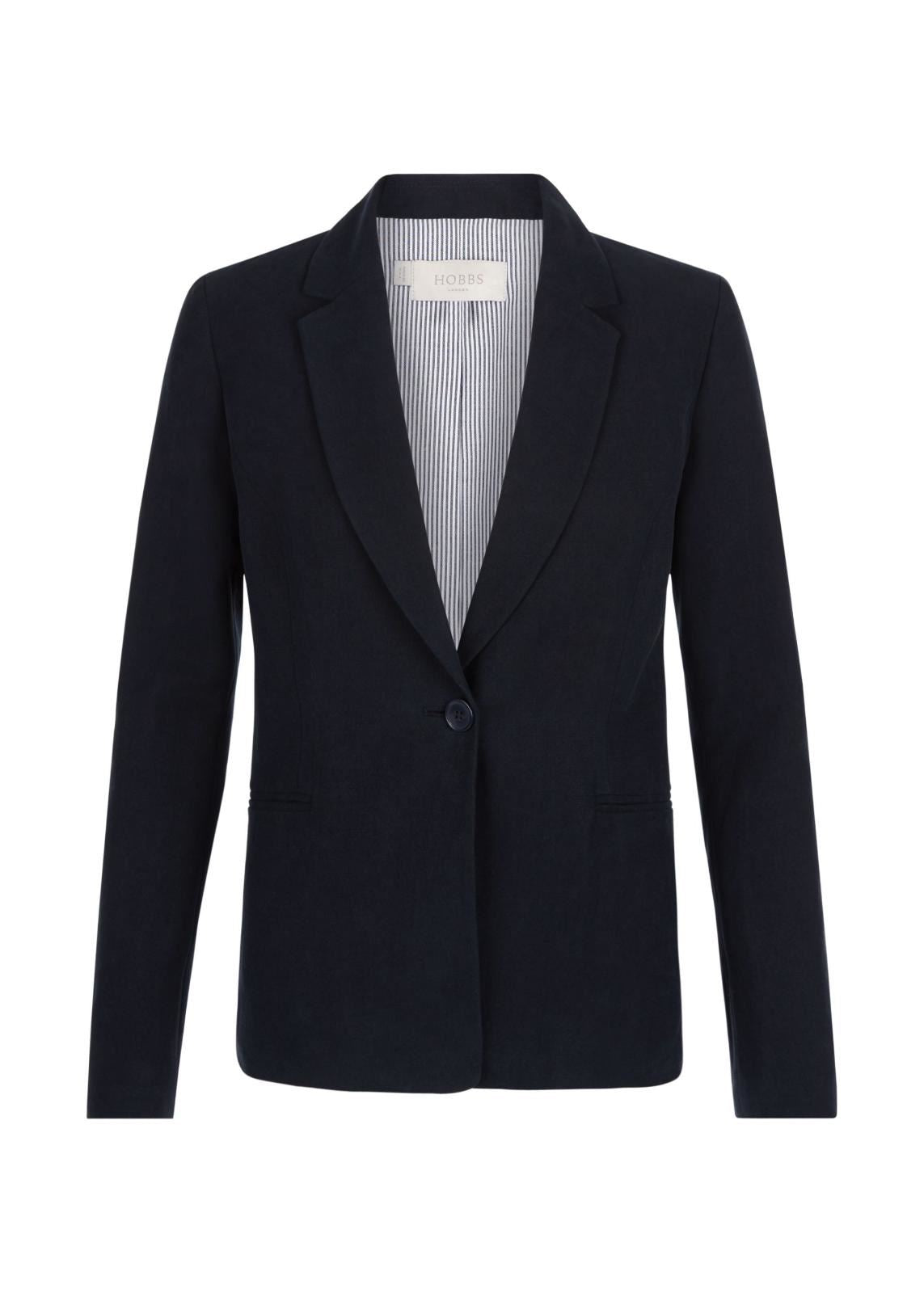 Hobbs Silk Kernow Blazer Jacket Navy Size UK8 RRP179