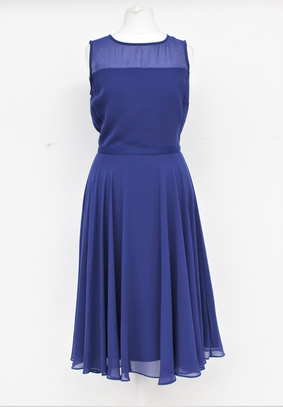 HOBBS Ladies Oxford Blue Scoop Neck Sleeveless Abigale Dress UK8 NEW RRP139