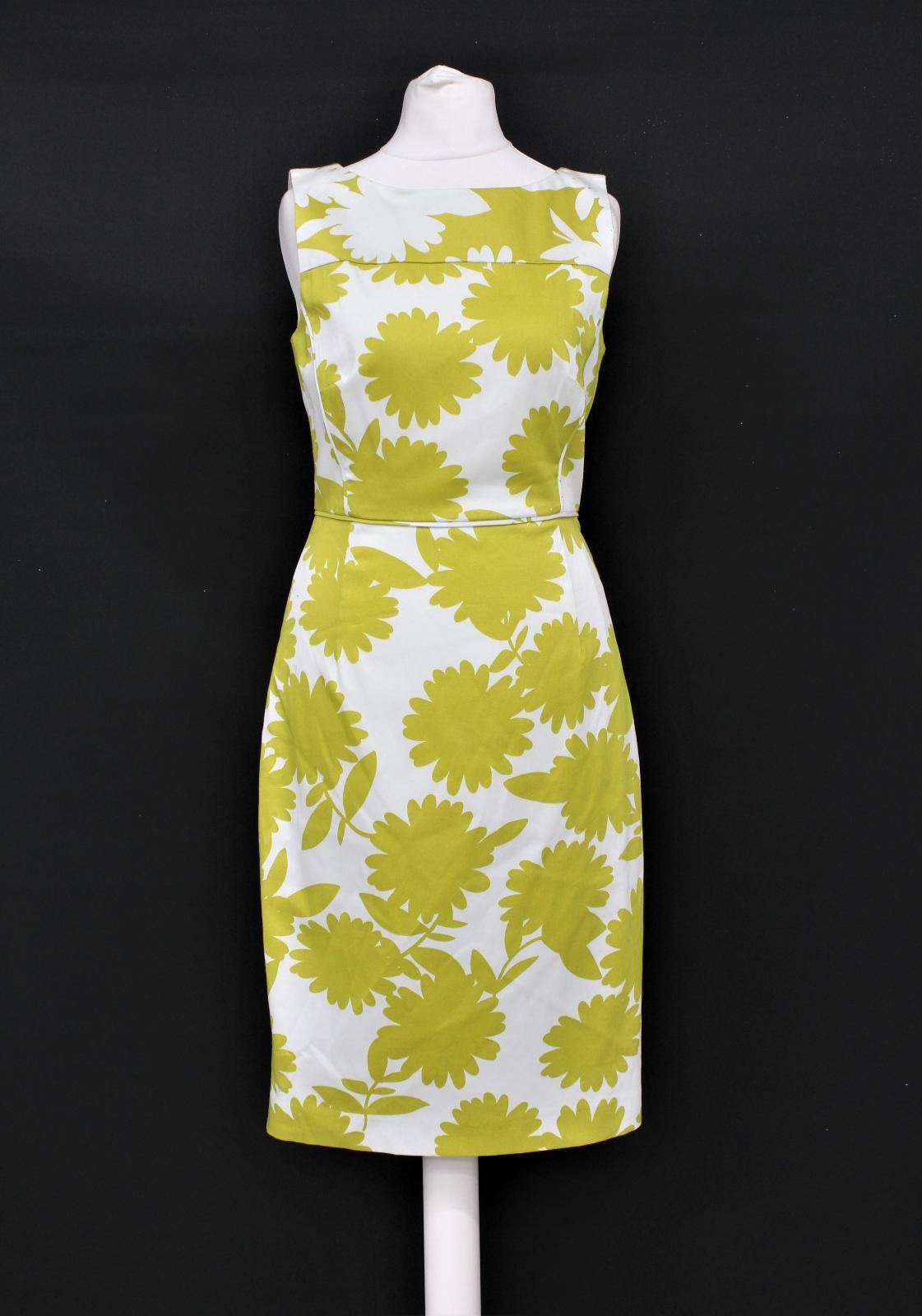 HOBBS Ladies Ivory/Lemondrop Cotton Stretch Floral Cleo Dress UK6 NEW RRP149
