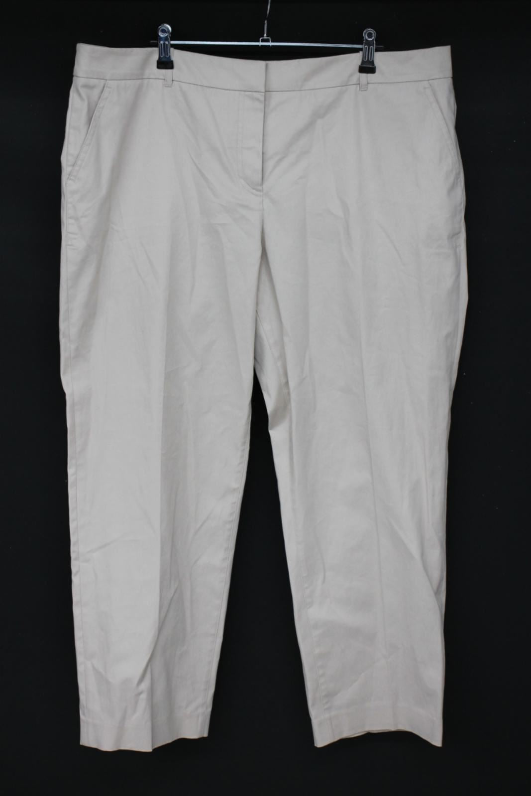 HOBBS Ladies Pottery Beige Cotton Blend Straight Leg Ava Trousers UK18 RRP79 NEW