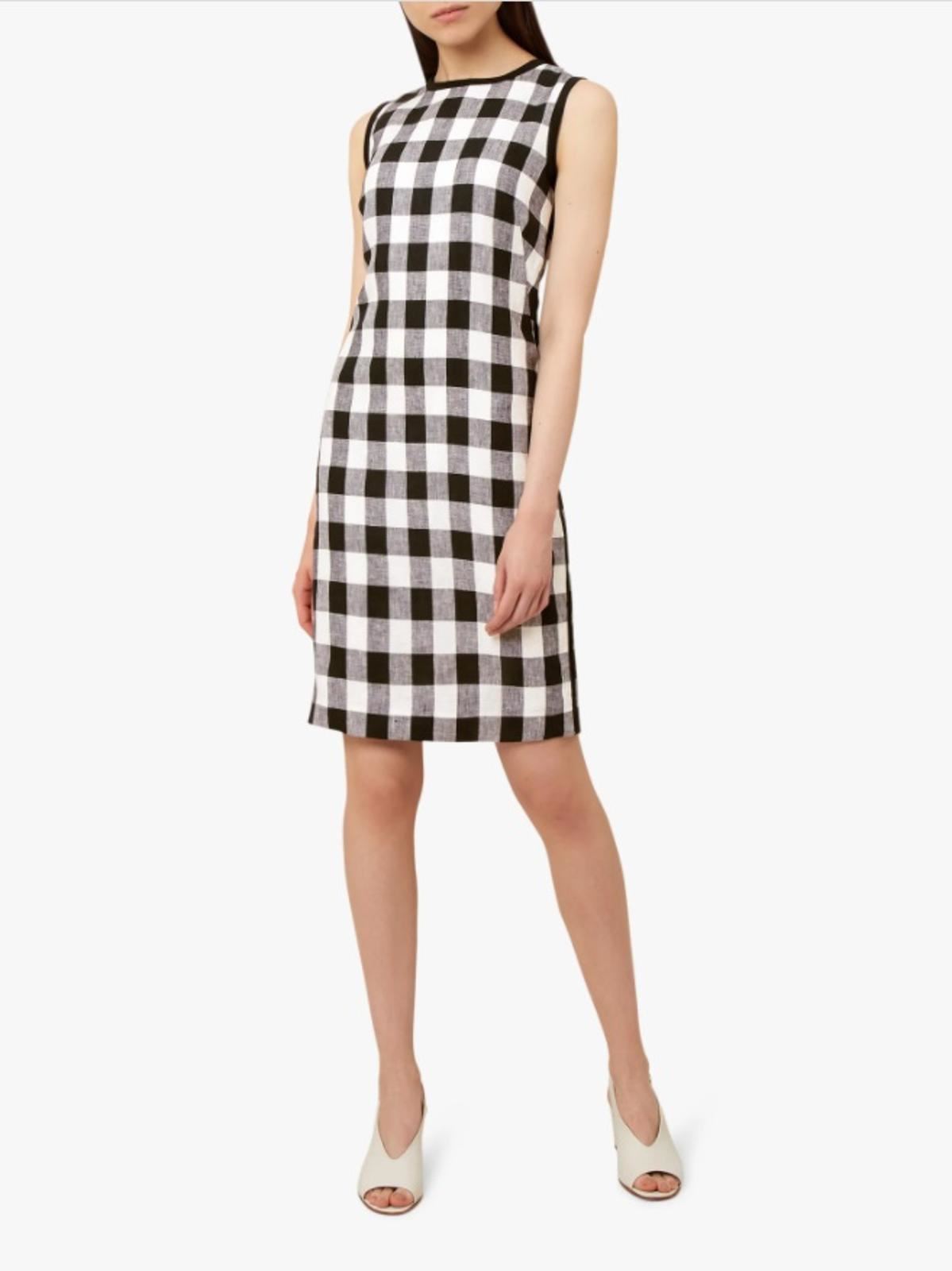 HOBBS Ladies Navy Blue White Gingham Check Cocos Shift Dress Size UK16 BNWT