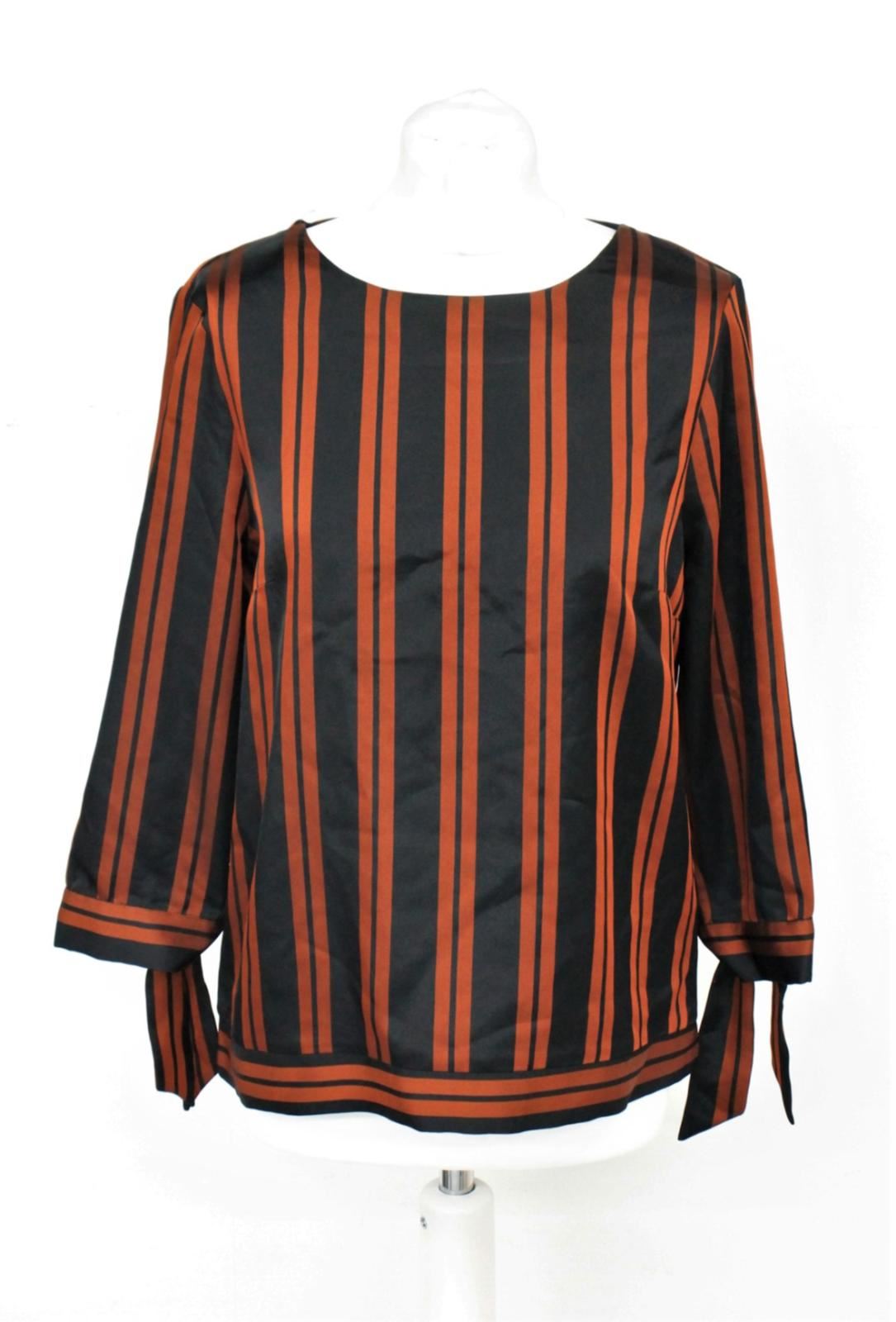PHASE EIGHT Ladies Black Multi 3/4 Sleeve Iris Stripe Blouse UK10 RRP69 NEW
