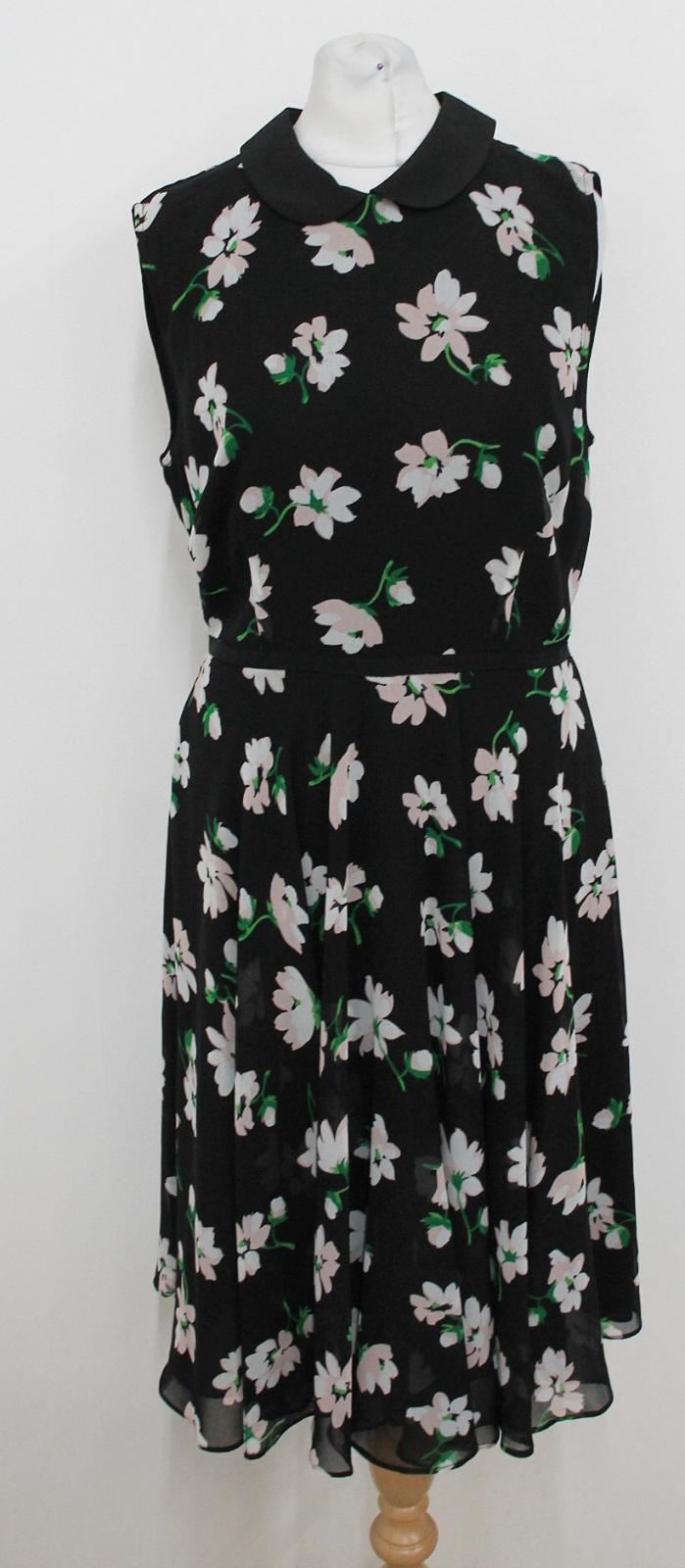 HOBBS Ladies Black Multi Floral Francesca Fit Flare Dress UK10 BNWT RRP 149