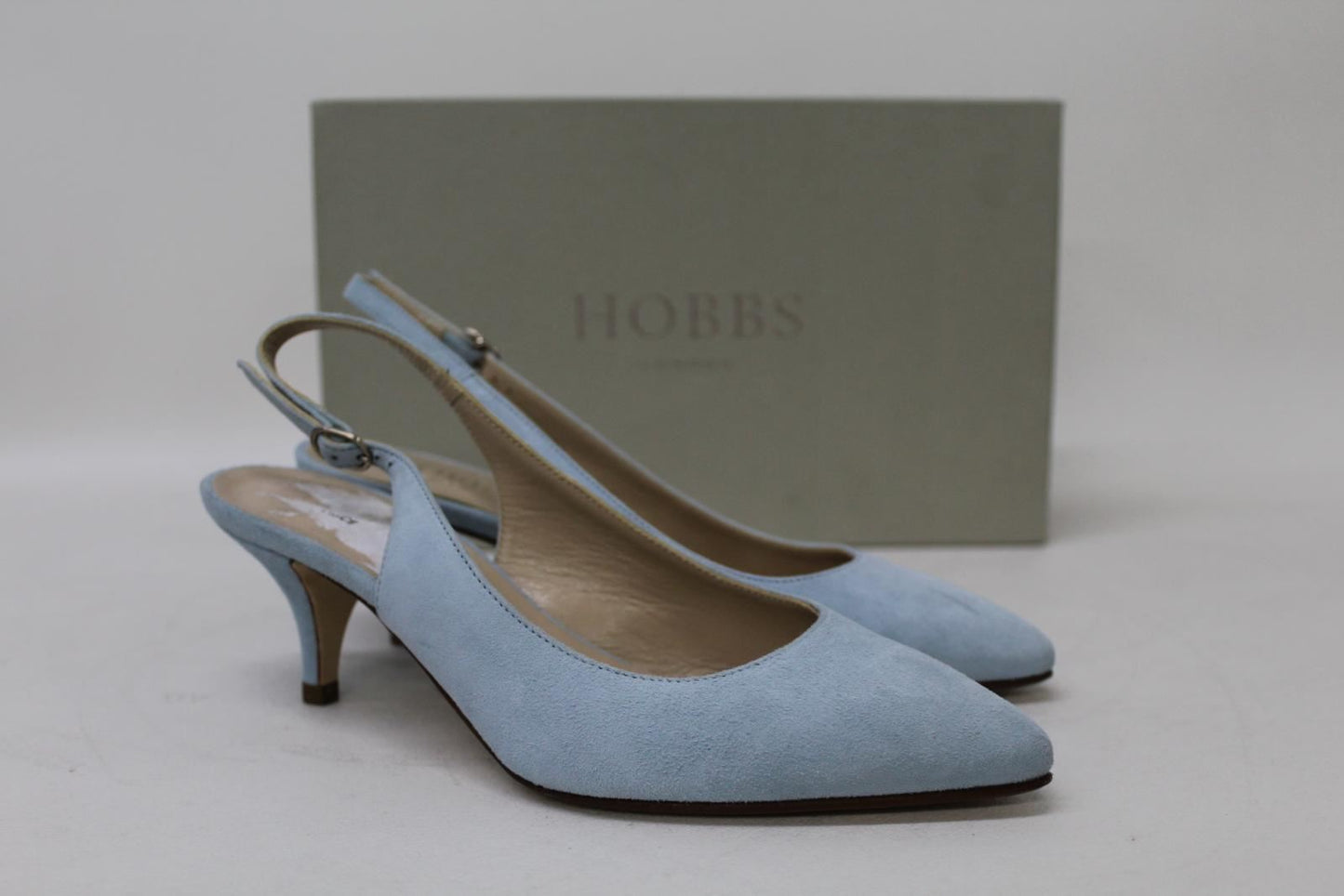 HOBBS Ladies Crystal Blue Fine Suede Lillian Slingback Sandals UK3 EU36 NEW