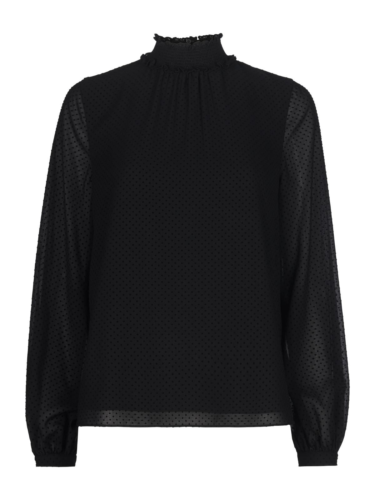 WHISTLES Ladies Black High Neck Dobby Spot Long Sleeve Top UK6 BNWT RRP109