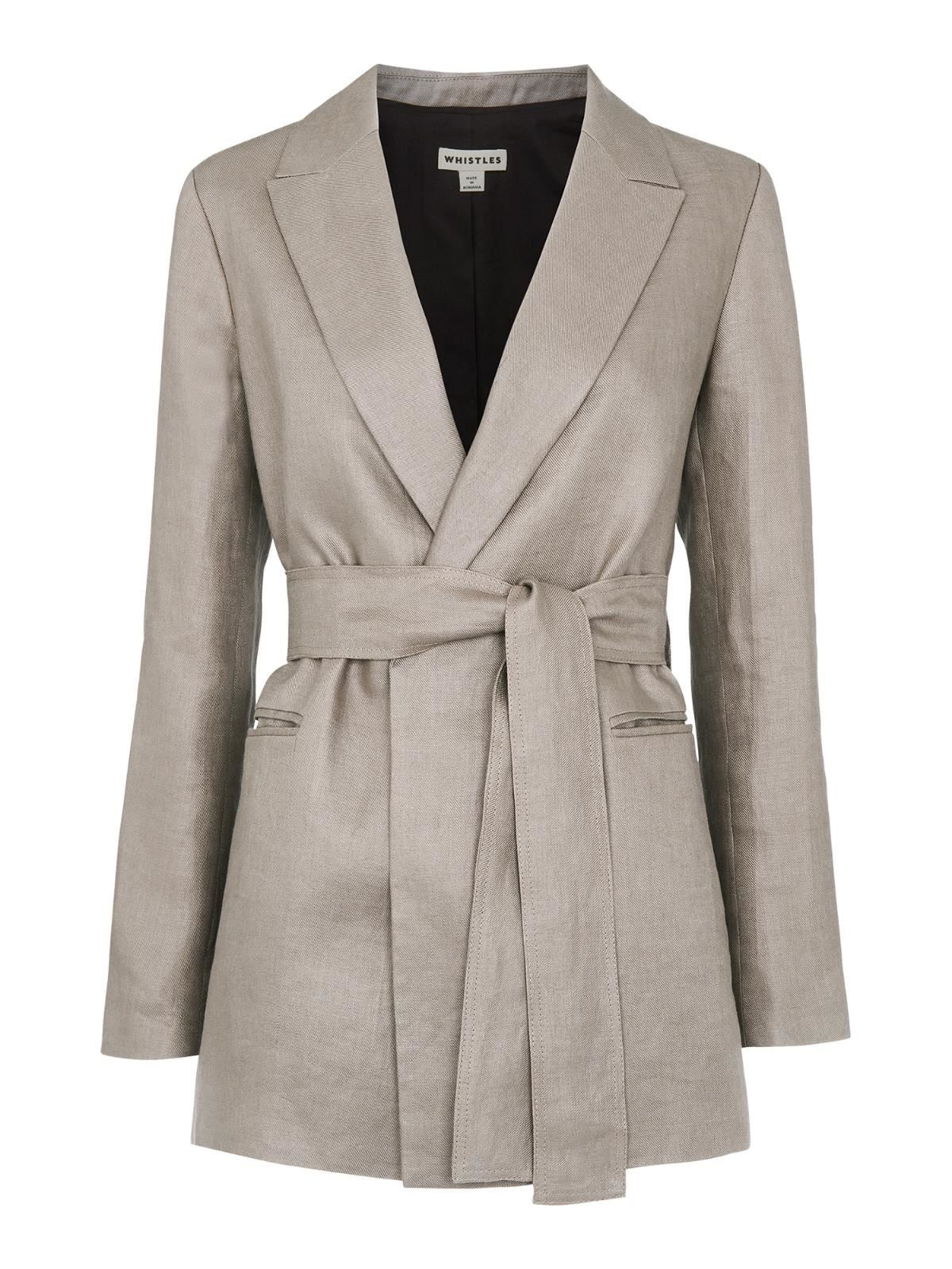 WHISTLES Ladies Grey Lea Linen Belted Jacket M RRP159 BNWT