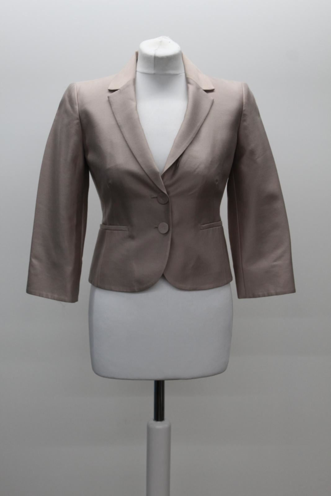 HOBBS Ladies Dalilah Latte Beige Wool Silk 3/4 Sleeve Blazer Jacket UK8 BNWT