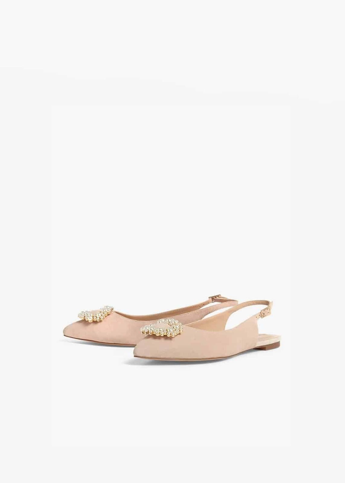 Phase Eight Abi Faux Pearl Leather Slingback Flat Shoes Cameo EU38 UK5 RRP110