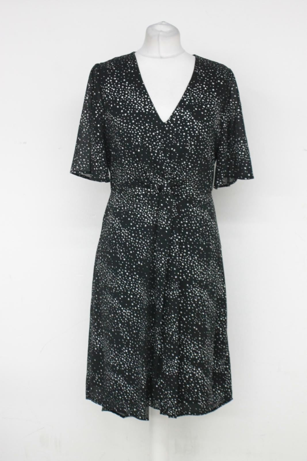 PHASE EIGHT Ladies Black & Silver Short Sleeve Rosina Glitter Dress UK10 NEW