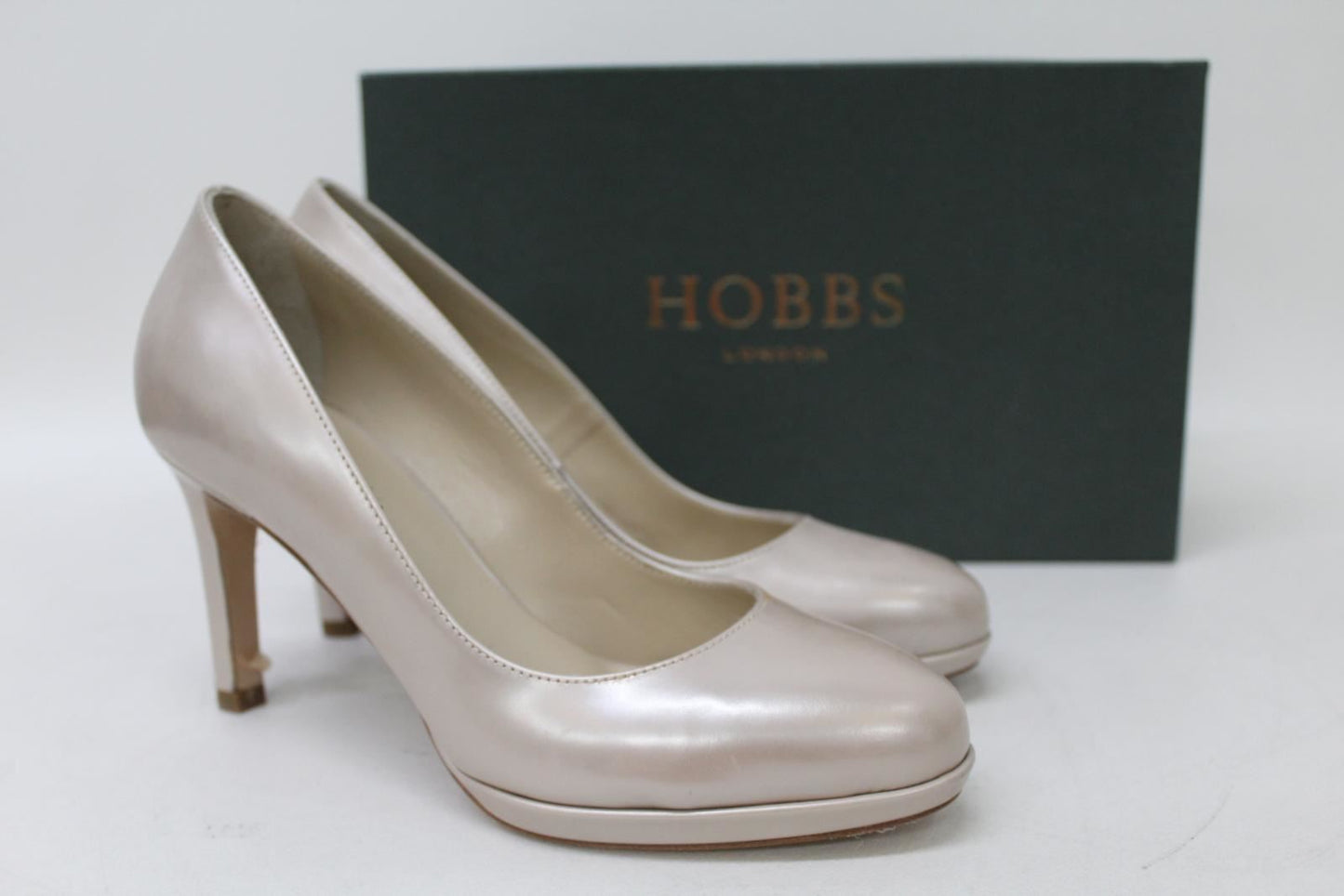 HOBBS Ladies Oyster Pink Pearlised Leather Julietta Court Shoes UK3 NEW RRP159