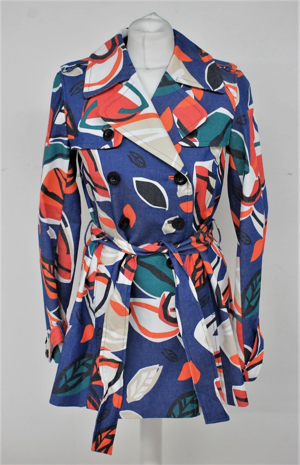 HOBBS Ladies Chambray Multi Cotton Blend Cocos Mac Coat UK6 RRP229 NEW