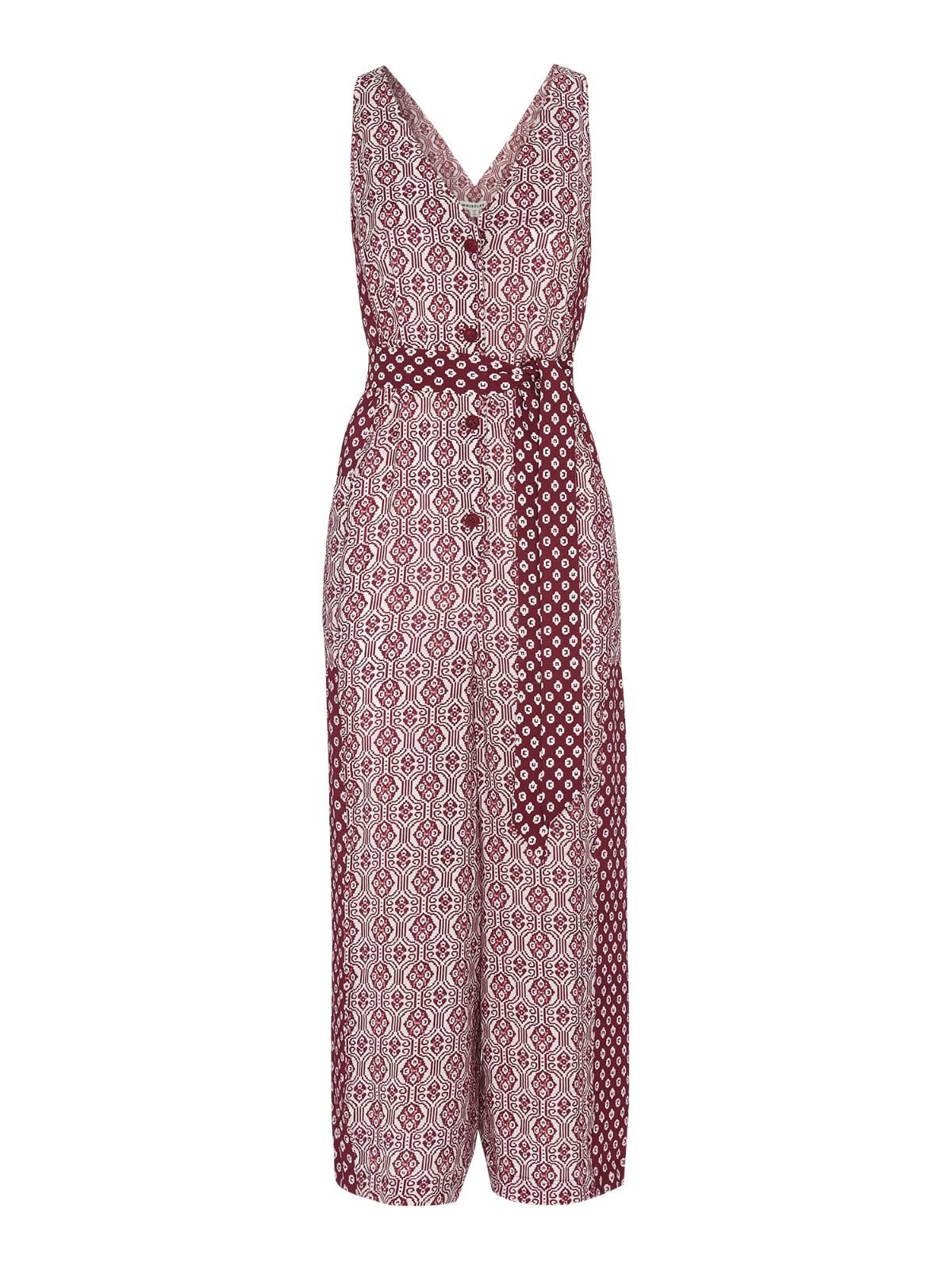 WHISTLES Ladies Red Woodblock Print V Neck Sleeveless Jumpsuit UK16 BNWT RRP149